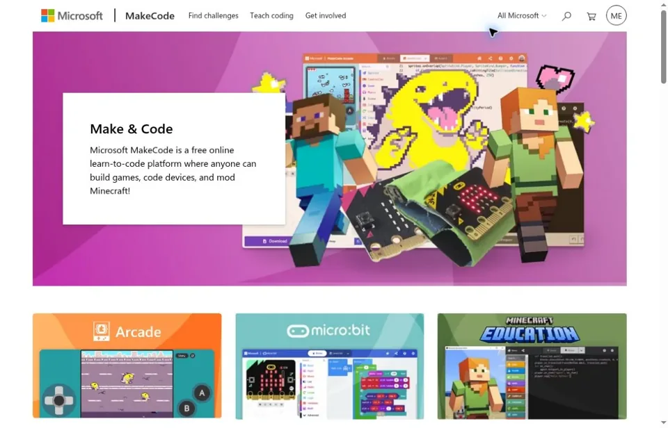 Microsoft MakeCode — 微软官方 MakeCode 项目页实拍