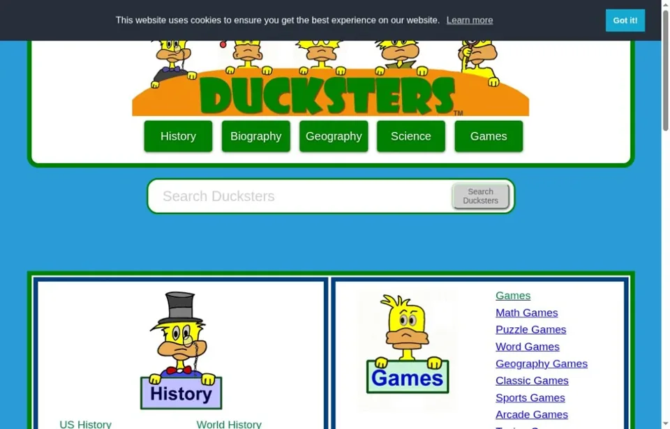 Ducksters — 官网真实截图