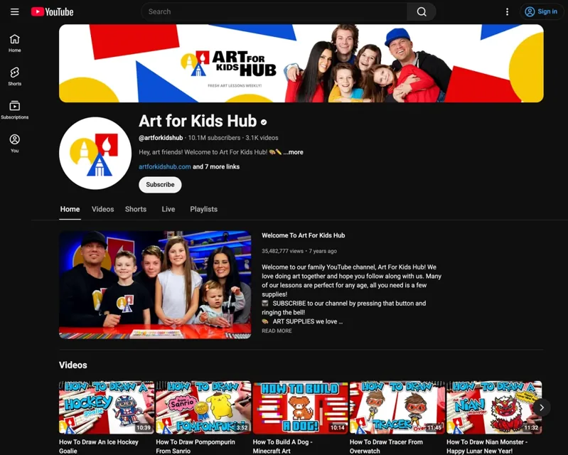 Art for Kids Hub — 官网图片